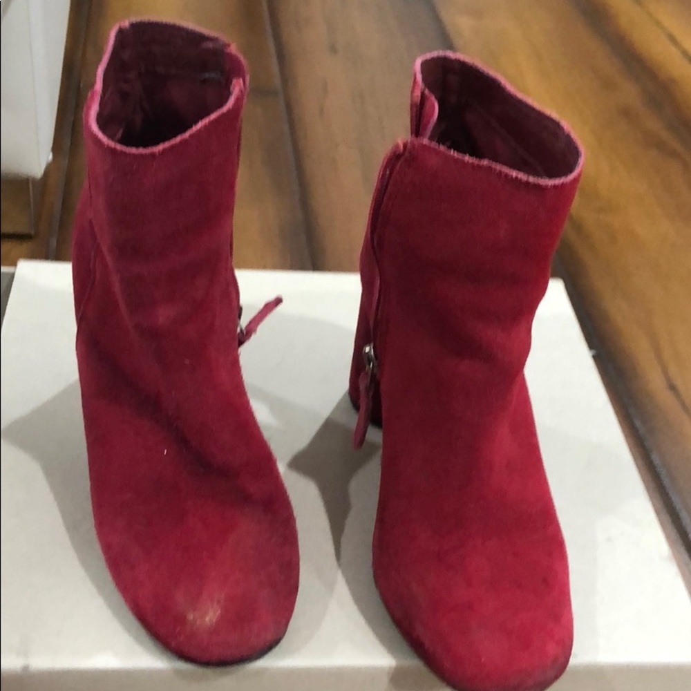 red suede booties